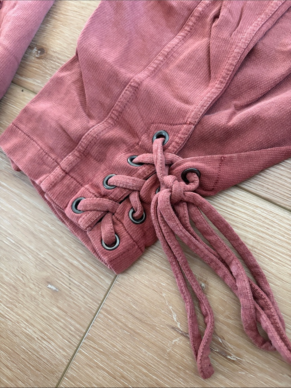 Free People Rust Pink Lace-Up Harem Pants - Picture 2 of 5